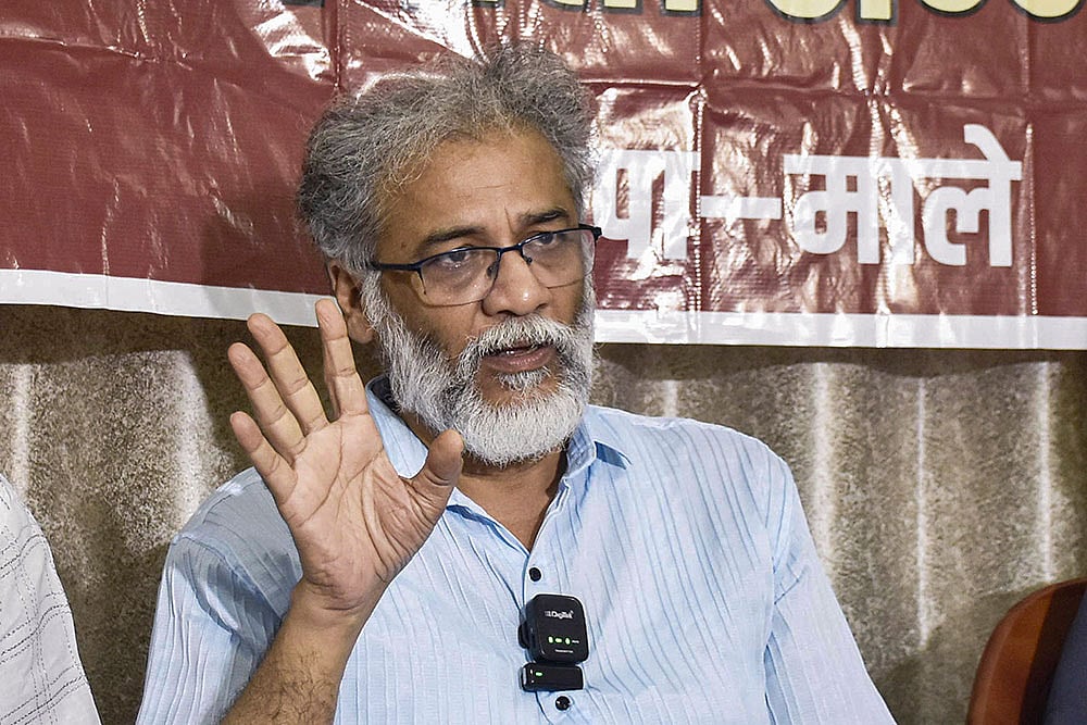 Dipankar Bhattacharya addresses media