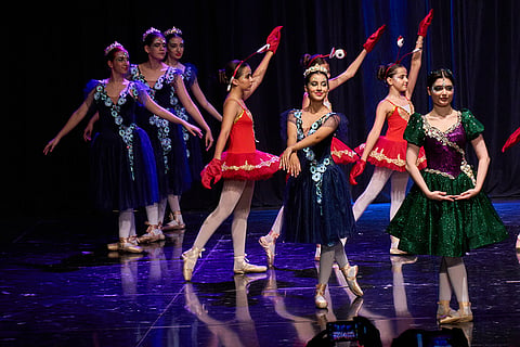 Dancers from Baghdad Ballet Academy perform in a production titled "Mermaid" at Al-Sinbad Theater in Baghdad, Iraq, Friday, Sept. 25, 2026.