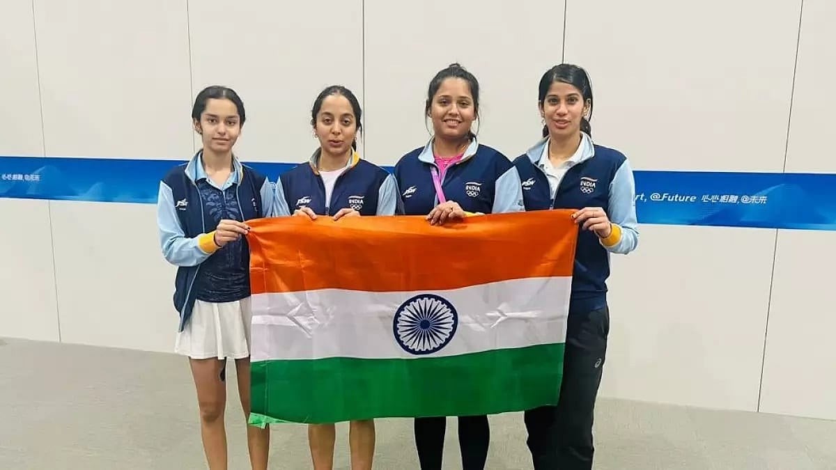 Indian Squash Women's Team won the Bronze Medal in Asian Games. - Screen grab