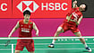 Photo: AP/Manish Swarup : China's Tan Ning, right, and Liu Sheng Shu play against South Korea's Baek Ha Na and Lee So Hee in the women's doubles final match of the Badminton World Championships in New Delhi, India.