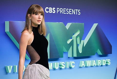 Taylor Swift arrives at the MTV Video Music Awards on Sunday, Sept. 27, 2026, at the Peacock Theater in Los Angeles. 