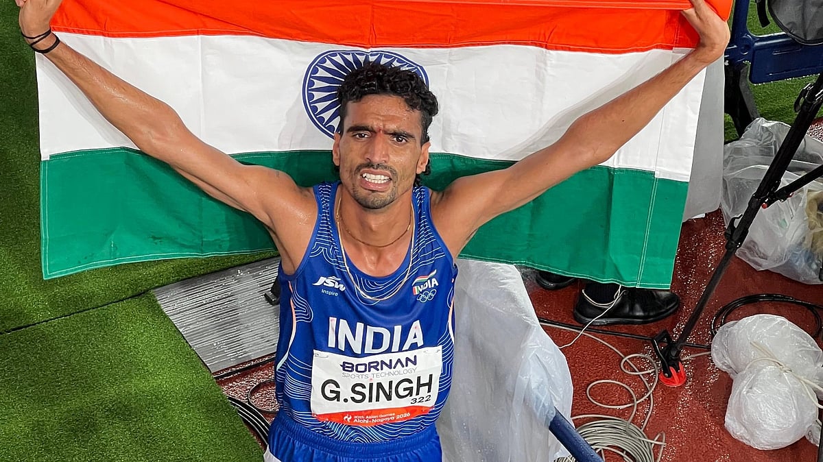 Gulveer Singh won the men's 1500m silver medal at the Asian Games 2026 with a personal best of 3:36.72. - afiindia/X