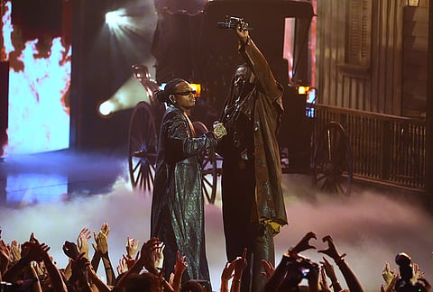 Gunna, left, and Shaboozey perform during the MTV Video Music Awards on Sunday, Sept. 27, 2026, at the Peacock Theater in Los Angeles. 