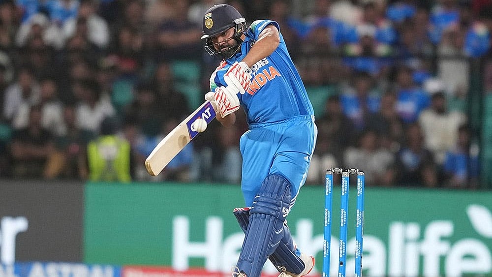India's Rohit Sharma plays a shot during the first one day international cricket match between India and West Indies in Thiruvananthapuram, India. - | Photo: AP/Rafiq Maqbool