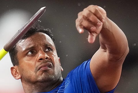 India's Yashvir Singh competes in the men's javelin throw final at the Asian Games in Nagoya, Japan, Monday, Sept. 28, 2026. 