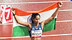 | Photo: X/AFIIndia : Pooja celebrating after winning bronze in women's high jump at Asian Games 2026 on September 29.