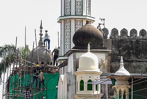 Demolition process of the Shahi mosque underway for a road-widening project, undertaken ahead of the 2028 Simhastha Kumbh Mela, in Ujjain, Madhya Pradesh.