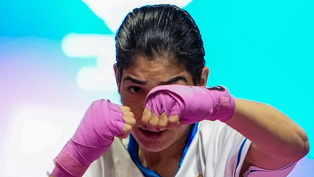Indian boxer Parveen Hooda during a training session ahead of the Glasgow Commonwealth Games 2026, at the SEC Centre in Glasgow, Scotland. - Photo: PTI/Ravi Choudhary