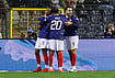 | Photo: AP/Geert Vanden Wijngaert : French players celebrate first goal during the UEFA Nations League soccer match between Belgium and France in Brussels, Belgium, Monday, Sept. 28, 2026. 