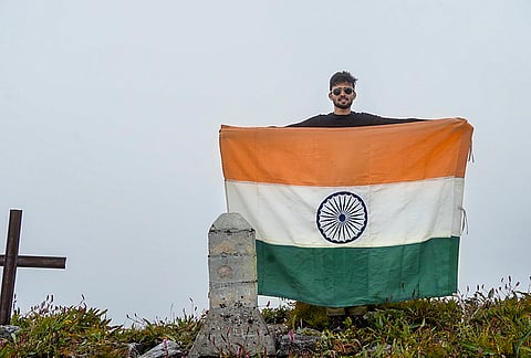 Bhukya Yashwanth, a youth from Telangana, holds the Indian national flag atop Mount Saramati (3,841 metres), the highest peak in Nagaland, in Kiphire district. Completing his expedition as part of the 'Har Shikhar Par Tiranga' mission, Yashwanth has successfully summited the highest peaks across 11 Indian states so far. 