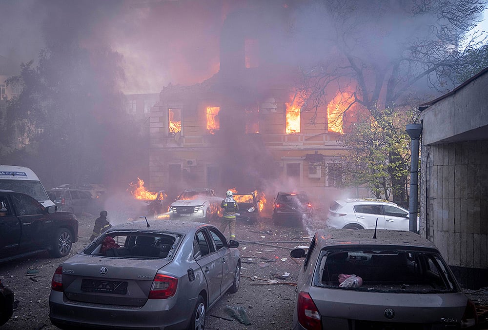 Central Kyiv drone strike aftermath