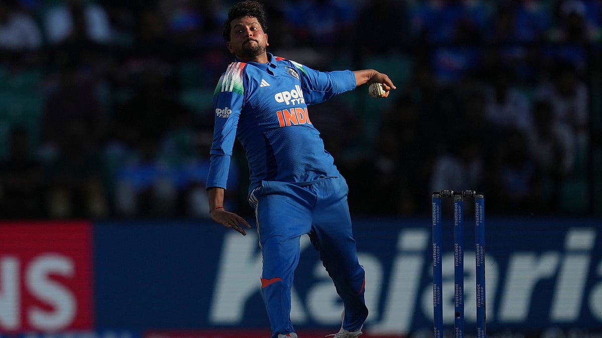 India's Kuldeep Yadav bowls a delivery during the first one day international cricket match between India and West Indies in Thiruvananthapuram, India, Sunday, Sept. 27, 2026 - (AP Photo/ Rafiq Maqbool)