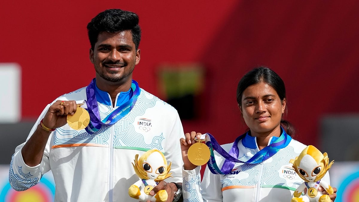 Chikitha Taniparthi and Sahil Jadhav secured India's second archery gold of the day, defeating South Korea 158-157 in a thrilling shoot-off. - PTI