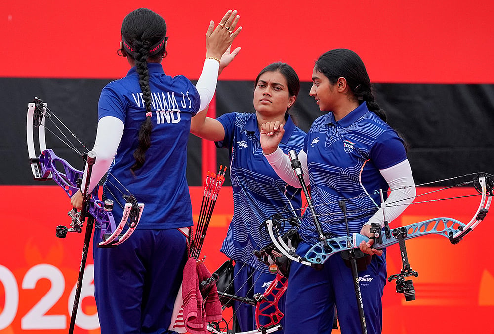 Indian women archers podium pictures Asian Games