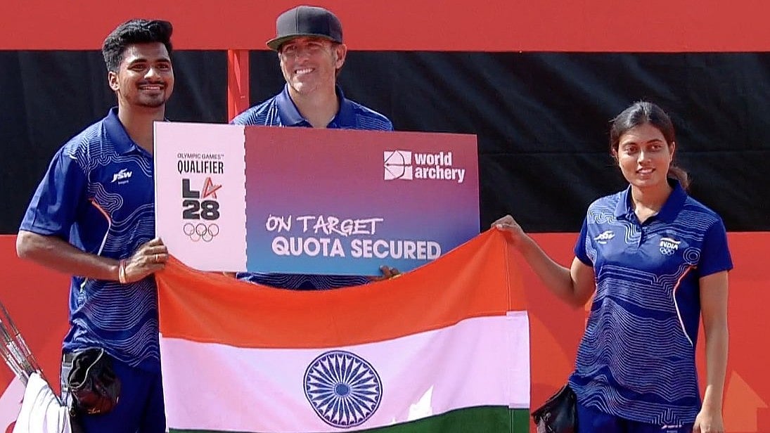 Chikitha Taniparthi and Sahil Jadhav secured India's second archery gold of the day, defeating South Korea 158-157 in a thrilling shoot-off. - Sony Sports Network