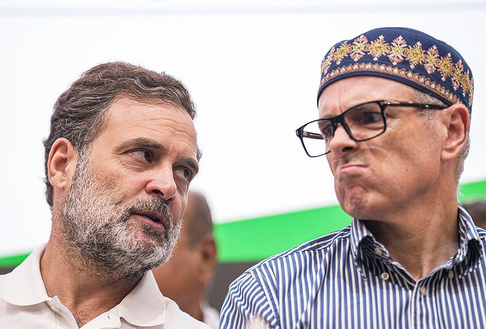 INDIA bloc press conference Rahul Gandhi with Omar Abdullah