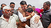 | Photo: @CMOMaharashtra/X via PTI  : Maharashtra CM Devendra Fadnavis meets people affected by the drought-like situation in Jau, Nilanga taluka, Latur district. 