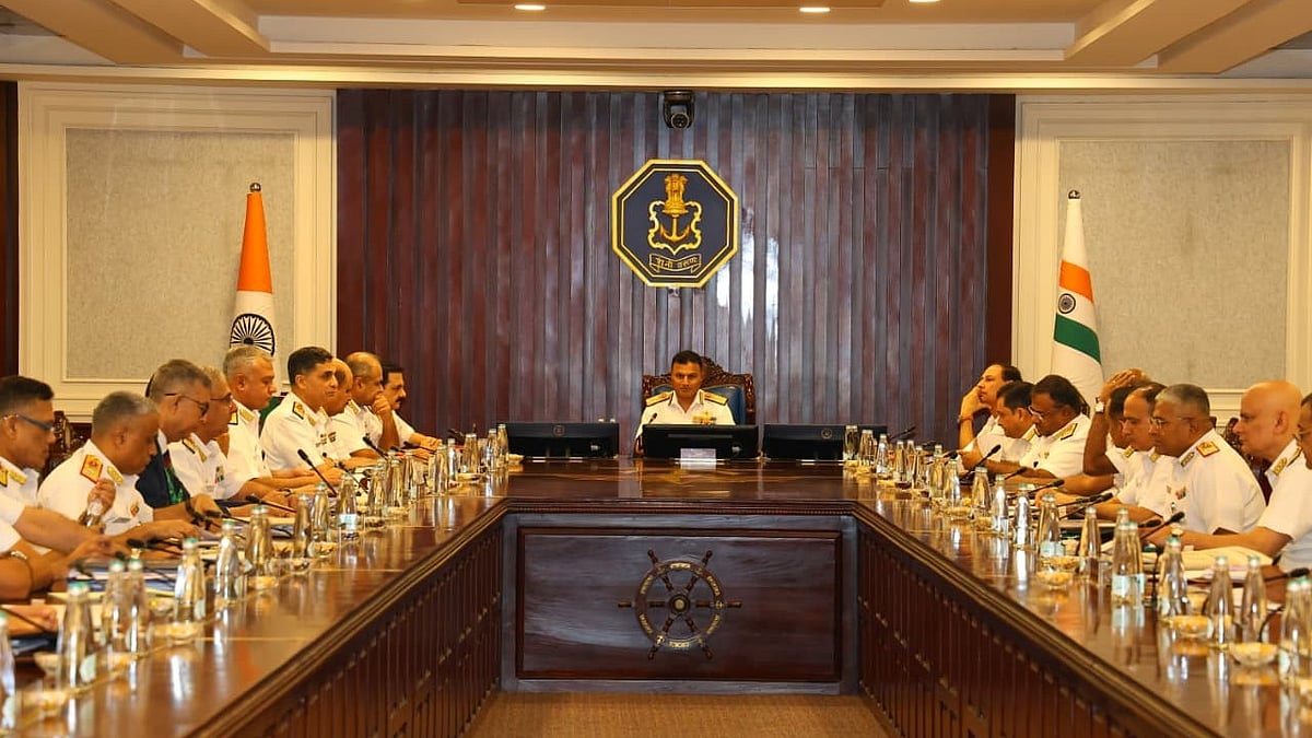 Chief of the Naval Staff Admiral Krishna Swaminathan delivering the inaugural address at Naval Commanders’ Conference 2026 - Indian Navy