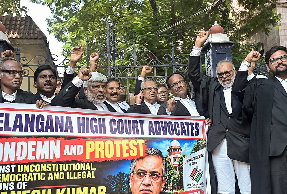 Advocates protest against CEC in Hyderabad