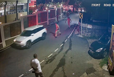 CCTV footage shows unidentified miscreants hurling bottles and stones at the BJP Kerala state headquarters, Mararji Bhavan, in Thiruvananthapuram. Police personnel were deployed outside the premises following the incident, which occurred amid political tension and was strongly condemned by BJP leadership. 