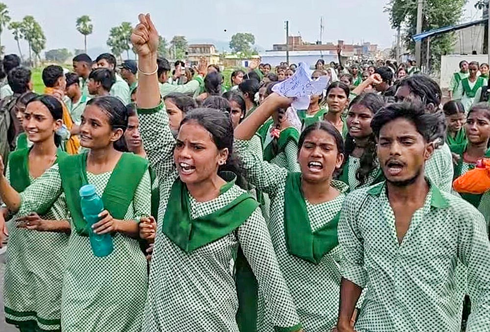 School students protest against teacher shortage in Jharkhands Koderma