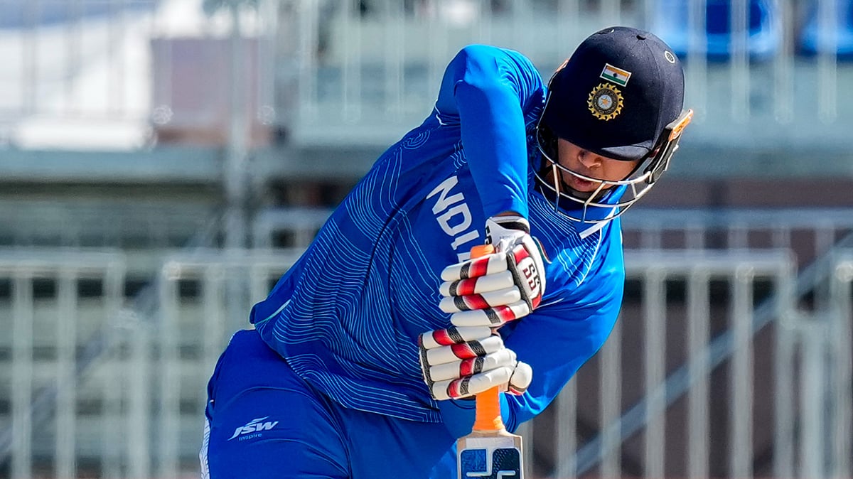 Vaibhav Sooryavanshi in action against Sri Lanka in Asian Games 2026 semifinal.  - PTI