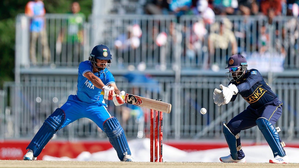 Ishan Kishan in action against Sri Lanka in the Asian Games 2026 semifinal.  - BCCI/X