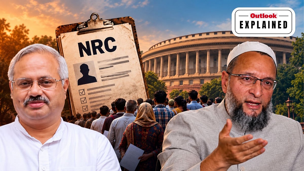 RSS publicity in-charge Sunil Ambekar and AIMIM chief Asaduddin Owaisi - AI