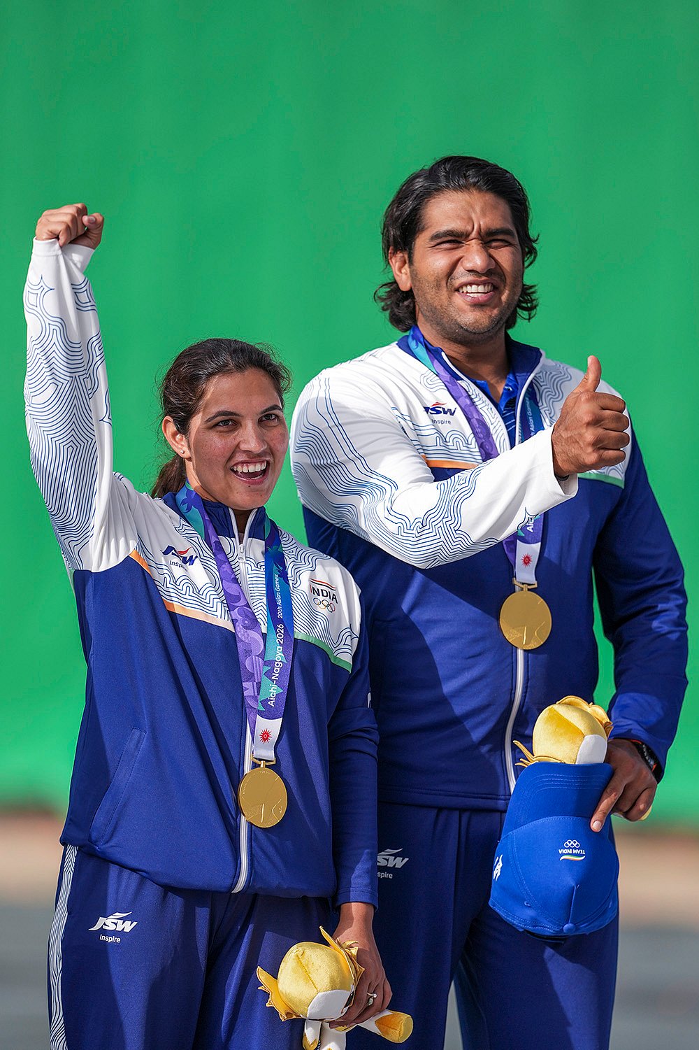 Indian shooters celebrate historic trap mixed team