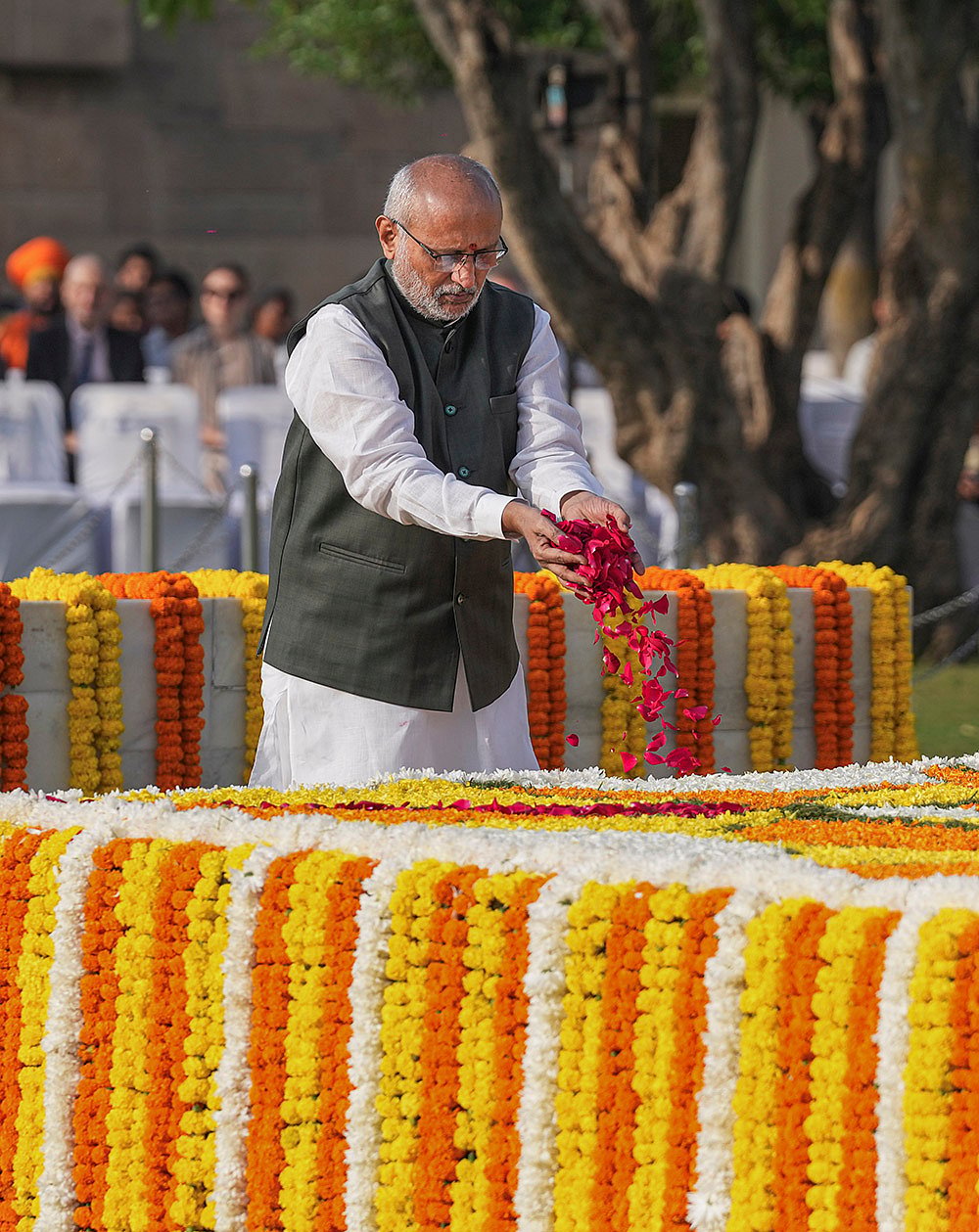 CP Radhakrishnan pays tribute to Mahatma Gandhi 