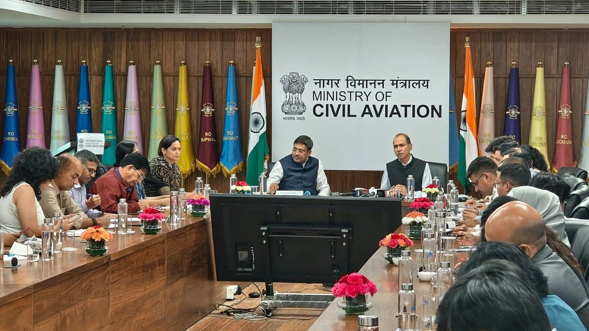 X@MoCA_GoI : Secretary, Ministry of Civil Aviation, Shri Samir Kumar Sinha, and Director General, BCAS, Shri Rajesh Nirvan, address a Press Conference 