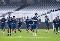 | Photo: PTI/Manvender Vashist Lav : Members of the Indian men's national football team during a training session on the eve of their international friendly match against Brazil, at Vivekananda Yuba Bharati Krirangan (Salt Lake Stadium), in Kolkata.