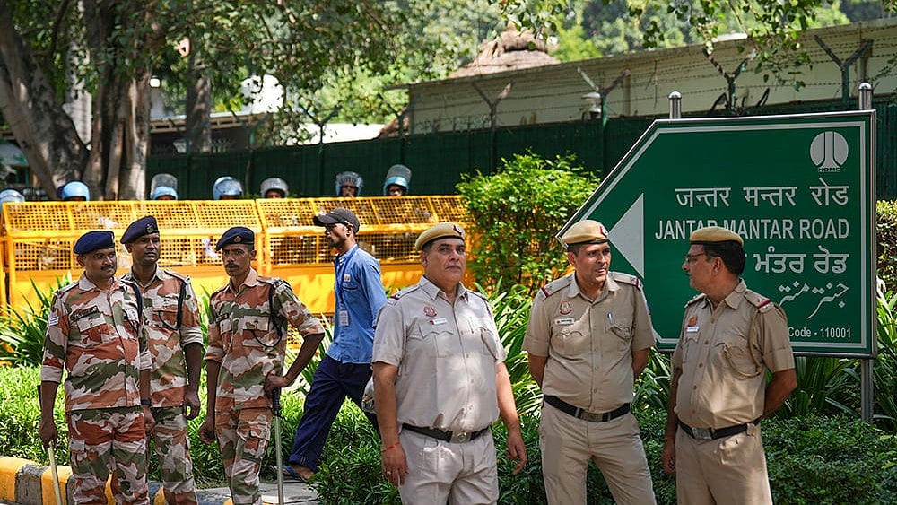 Delhi Police Register 3 FIRs Over Jantar Mantar Protests Seeking CEC Gyanesh Kumar’s Resignation - | Photo: PTI/Karma Bhutia