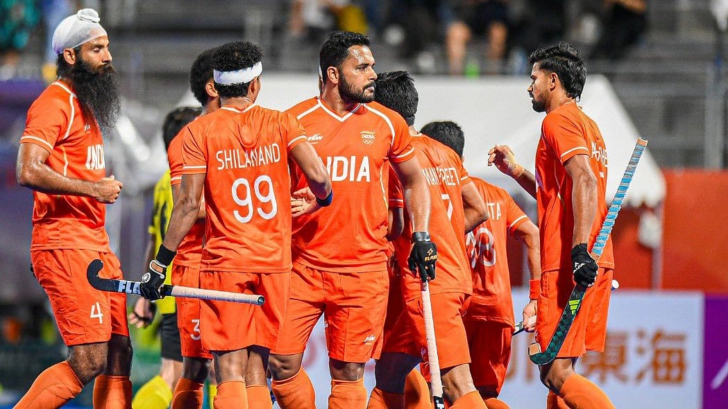 Indian men's hockey team during their Asian Games 2026 final match against Malaysia - X/TheHockeyIndia