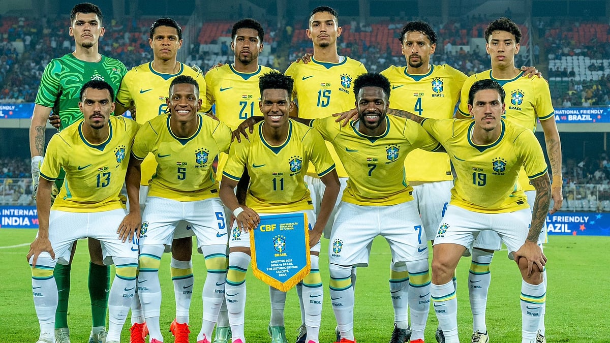 Brazil squad ahead of clash against Brazil in Kolkata.  - IndianFootball/X