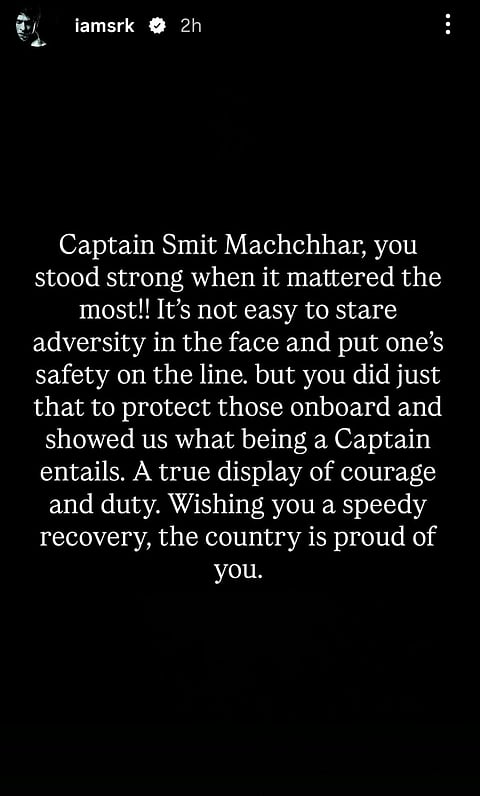 Shah Rukh Khan's post for SRK wrote, Captain Smit Machchhar