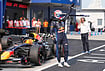 Verstappen Storms To Pole In Malaysia As Hamilton Secures Front-Row Spot | Photo: AP/Aijaz Rahi : Red Bull driver Max Verstappen of the Netherlands celebrates after setting the pole position during the qualifying session ahead of the Bahrain Grand Prix in Sepang, Malaysia, Saturday, Oct. 3, 2026.