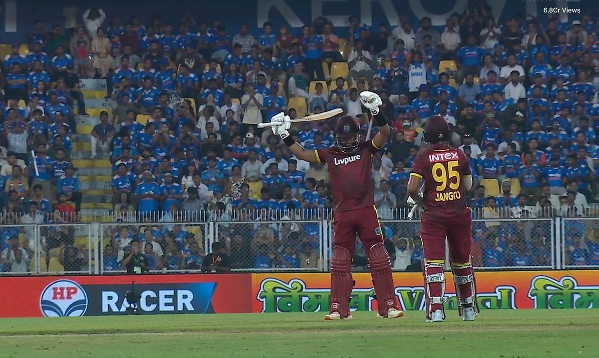 Shai Hope's Unbeaten 162 Overshadows Rahul’s Classy 129 As West Indies Stun India In 3rd ODI By Five Wickets - Screengrab/JioHotstar