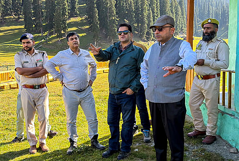 Kashmir Chief Conservator of Forests Irfan Rasool Wani inspects eco-tourism development projects during a field tour of Kehmil and Langate Forest Divisions, in Kupwara district, Jammu and Kashmir.
