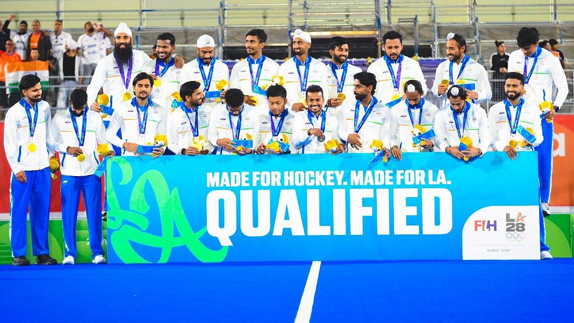 India men's hockey team with gold medals  - | Photo: X/TheHockeyIndia