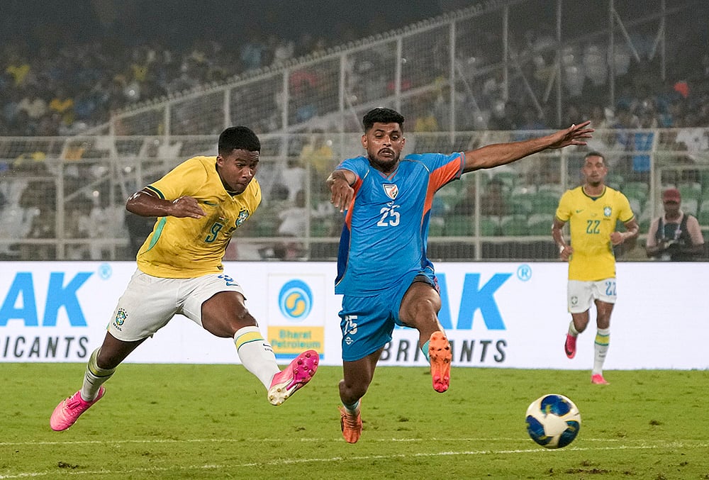 India vs Brazil football International friendly highlights Indias Mehtab Singh