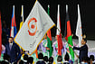 Asiad 2026 Closing Ceremony: Games Officially Declared Closed In Aichi-Nagoya By OCA President Sheikh Joaan | Photo: AP/Dita Alangkara : President of the Olympic Council of Asia, Sheikh Joaan Bin Hamad Al Thani, left, looks at the Olympic Council of Asia flag as the as Sheikh Mohammed bin Abdulrahman Al Thani, Prime Minister of Qatar holds it during the closing ceremony for the Asian Games in Nagoya, Japan, Sunday, Oct. 4, 2026.