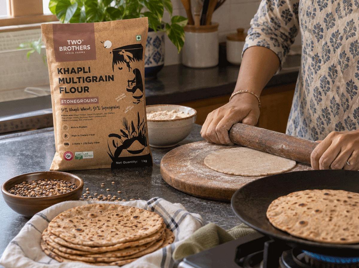 Making rotis with Two Brothers Multigrain Flour