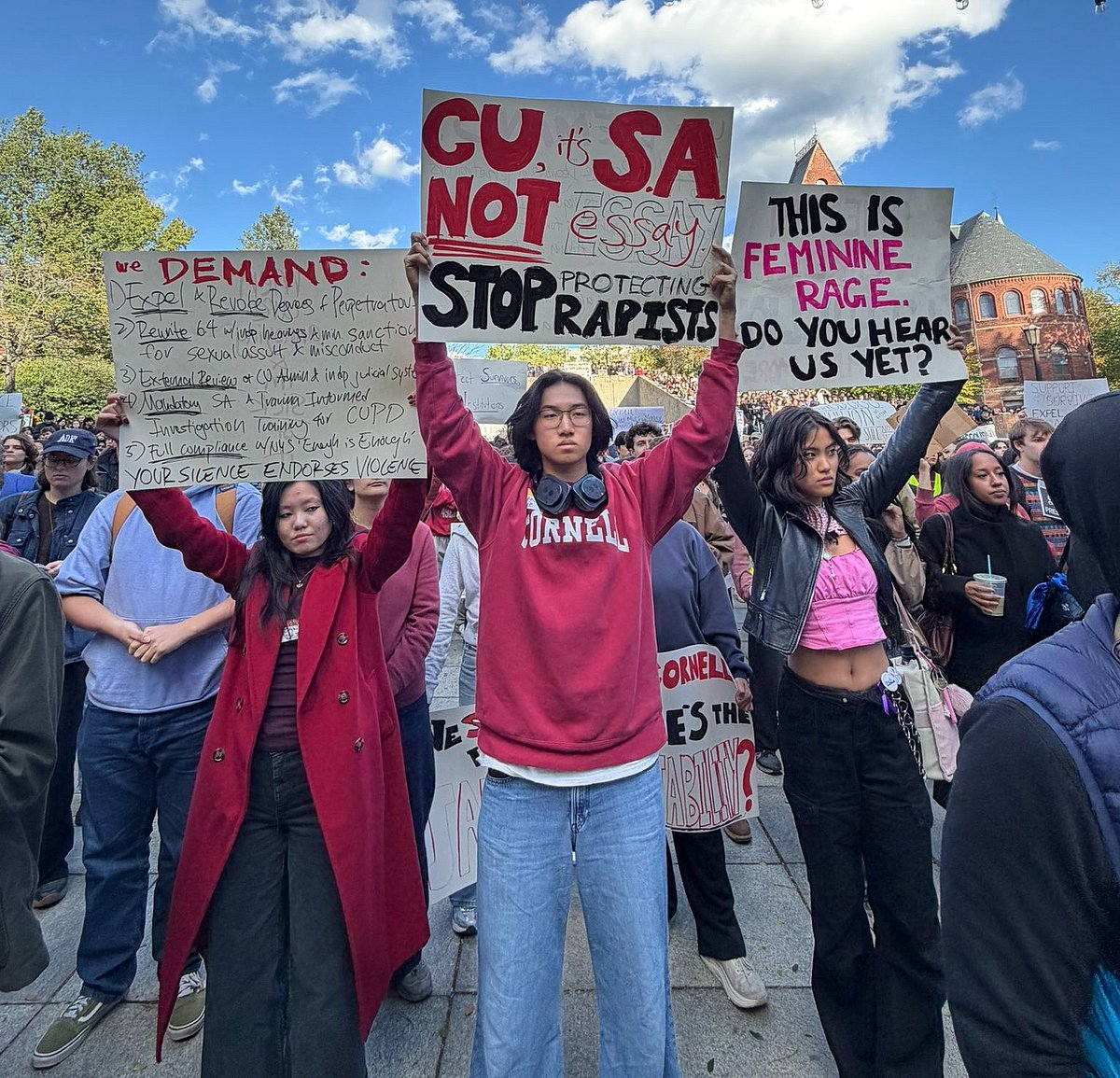 Cornell students marched for Jane Doe, accusing the university of failing to adequately handle her alleged gang-rape case. - X