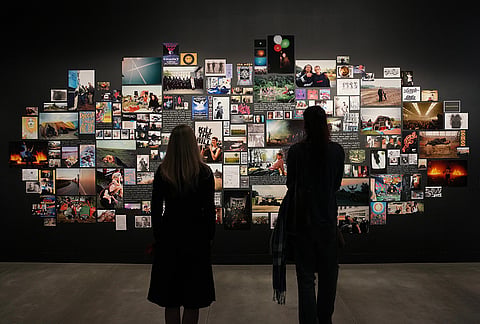 An installation "Subversive Joy (Constellation 005)" by Vinca Petersen, is displayed during a media preview of "The 90s: Art and Fashion exhibition" at Tate Britain in London, Tuesday, Oct. 6, 2026. 

