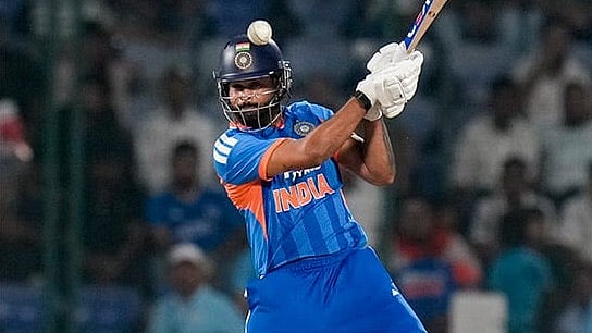 India's captain Shreyas Iyer plays a shot during the third and final T20I cricket match between India and Afghanistan, in New Delhi. - | Photo: PTI/Money Sharma