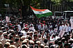 In Pics: Rahul Gandhi Leads INDIA Bloc March Towards Election Commission, Demands CEC's Resignation | Photo: Tribhuvan Tiwari/Outlook : Leader of Opposition in the Lok Sabha Rahul Gandhi along with senior opposition leaders and MPs from the INDIA bloc during a protest march from Parliament toward the Election Commission of India (ECI) office, demanding the resignation of Chief Election Commissioner Gyanesh Kumar, near Reserve Bank of India (RBI) office, in New Delhi, Tuesday, Oct. 6, 2026.