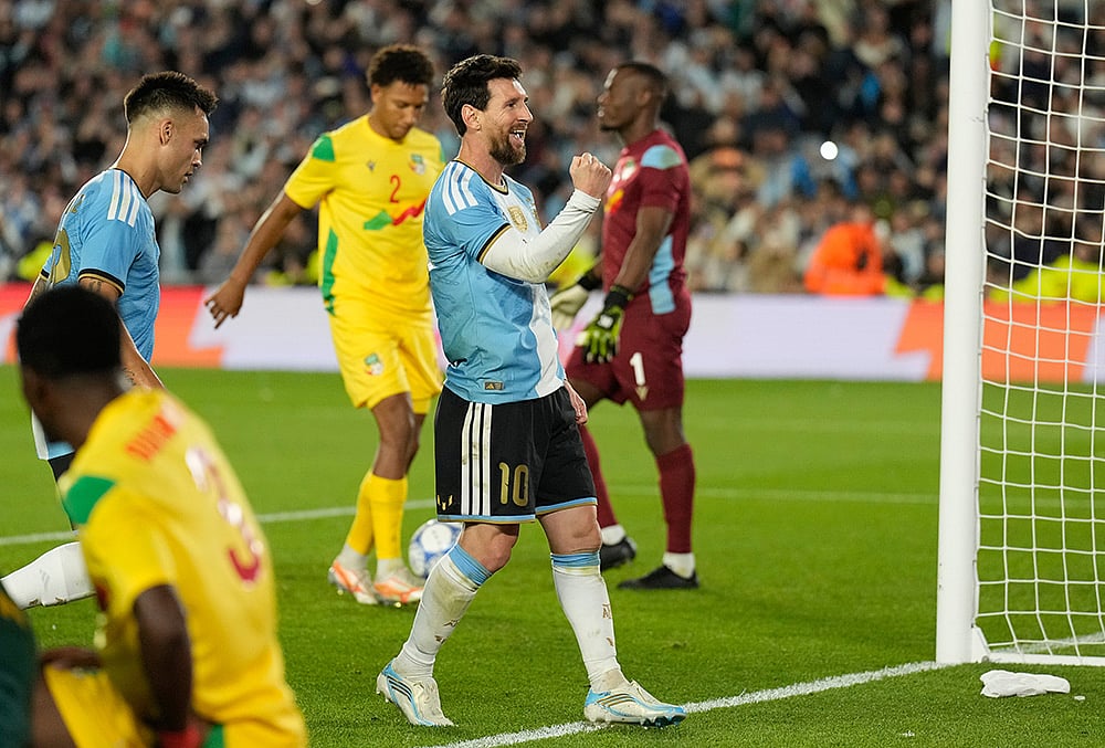 Argentina vs Benin international friendly highlights Lionel Messi celebrates goal