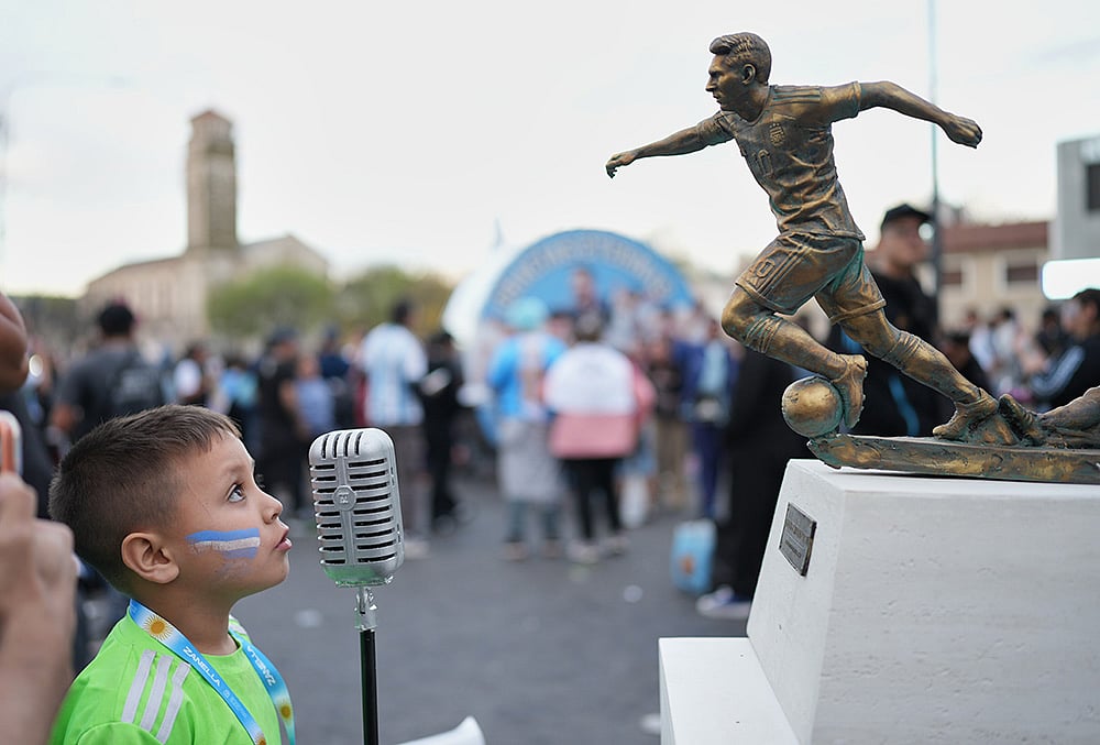 Argentina vs Benin international friendly  statue of Argentinas Lionel Messi