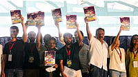 | Photo: AP/Aijaz Rahi : Indian influencer and activist Dhruv Rathee, left, Cockroach Janta Party founder Abhijeet Dipke, fifth left, Indian actor Prakash Raj, seventh left, and other supporters carry copies of a report on Special Intensive Revision (SIR), which removed a large number of Indian voters from the electoral roll, during a protest demanding the resignation of the country's election chief Gyanesh Kumar, in Bengaluru, India, Thursday, Oct. 8, 2026. 